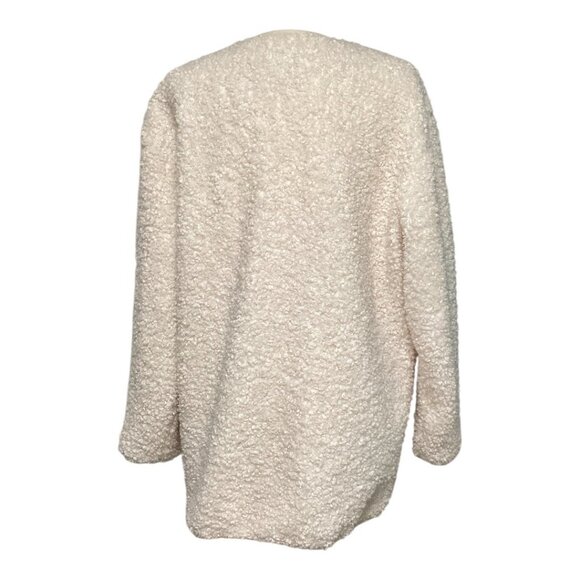 7 For All Man kind Cream Faux Fur Toggle Coat Teddy Sherpa Jacket Size Medium - Picture 2 of 8